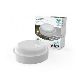  Светильник Gauss ЖКХ 126411208-S 8Вт 4000K белый датч.движения 