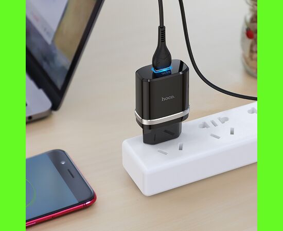  СЗУ HOCO C12Q Smart QC3.0 + Micro (чёрный) 